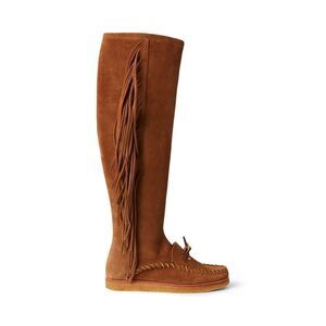 Polo Ralph Lauren Channing Fringe Moccasin Tall Knee High Leather Boot 9.5 NEW